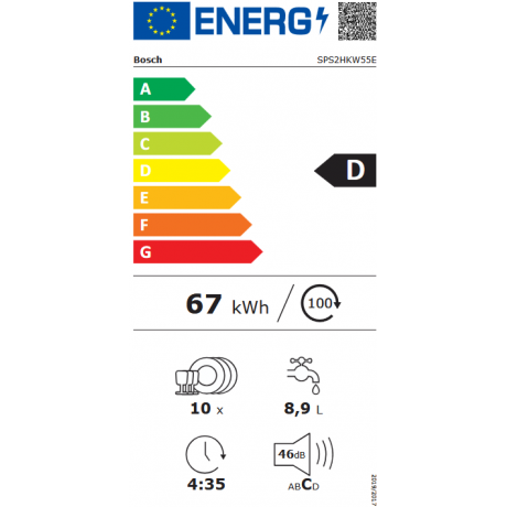 BOSCH SPS2HKW55E Ελεύθερο Πλυντήριο Πιάτων 45cm Λευκό BOSCH SPS2HKW55E Ελεύθερο Πλυντήριο Πιάτων 45cm Λευκό